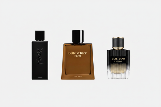Warm & Houtachtig Heren Set – YSL MYSLF, Burberry Hero & Elie Saab Homme EDP